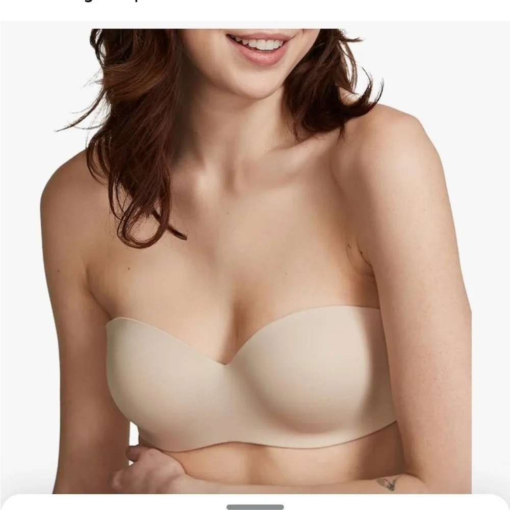 PINK VICTORIA SECERT Strapless Cream Bra push up classic cross pack 34C